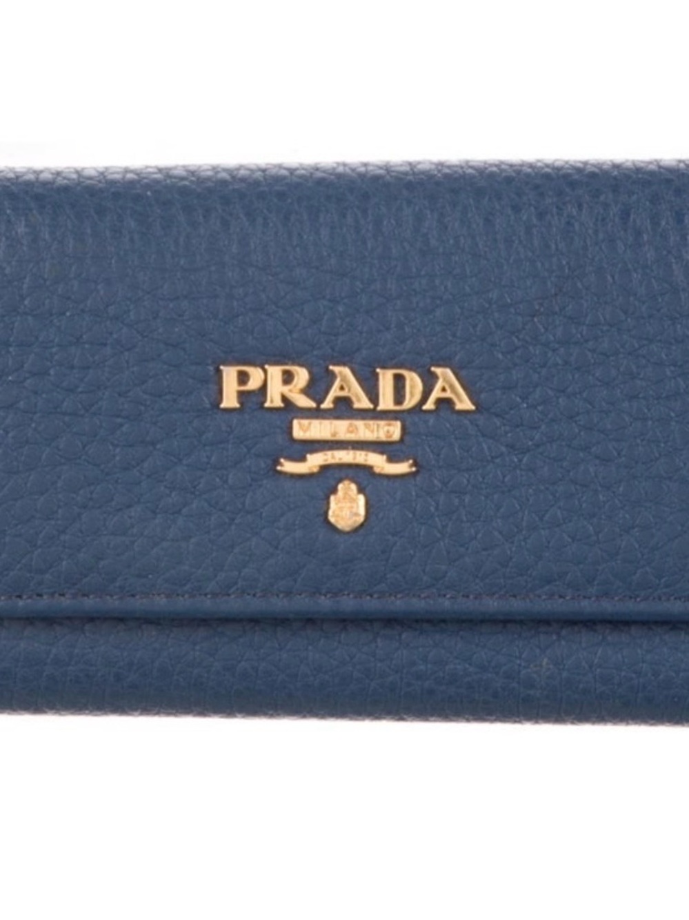 Prada Navy Vitello Grain Leather Key Case with Gold Hardware - Picture 4 of 5